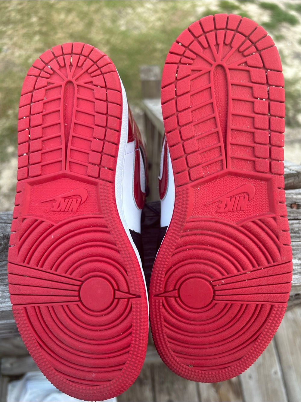 Jordan 1s Red and White High-Top Sneakers - Picture 3 of 8